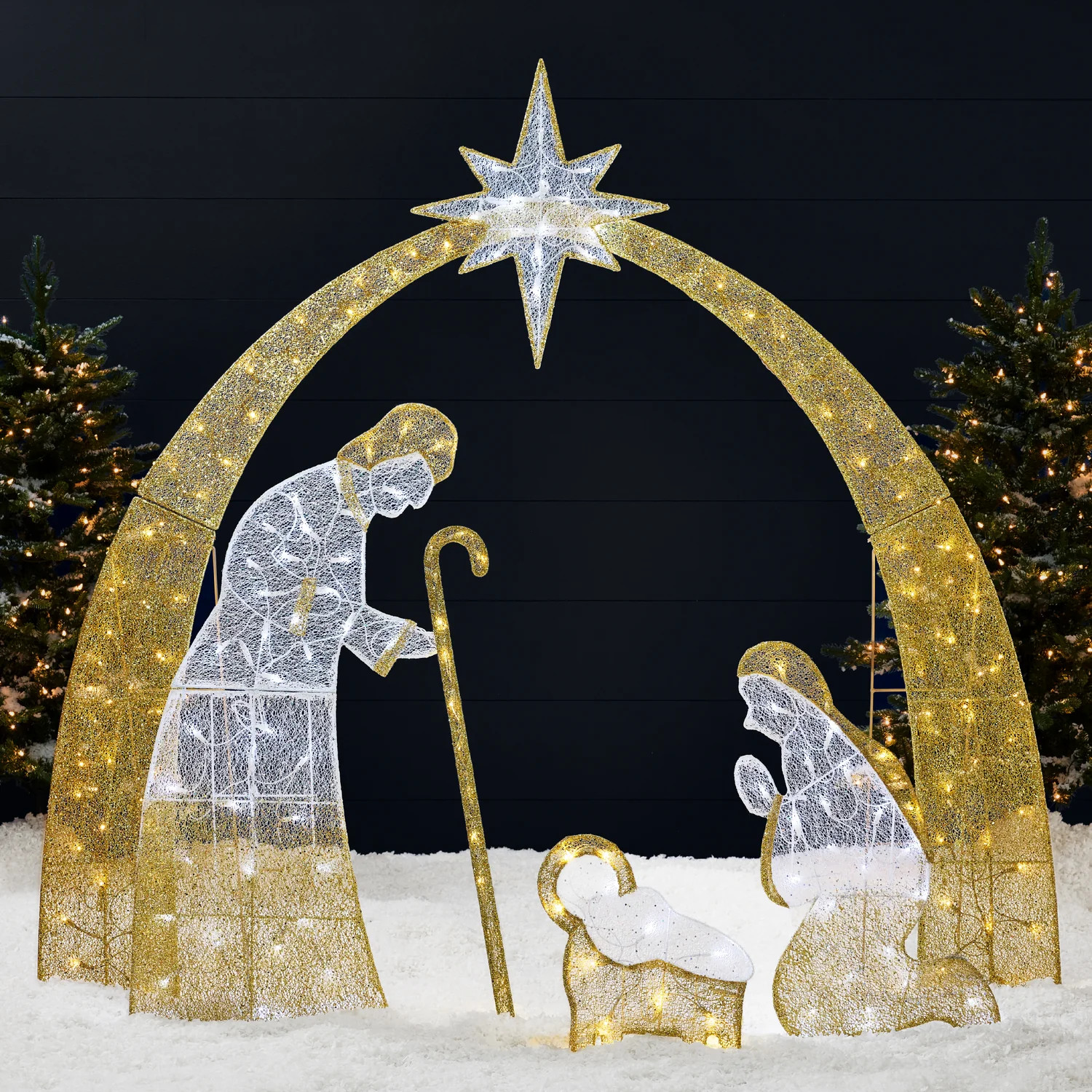 Lighted 2D Christmas Nativity Scene Outdoor Decor w/ Twinkling LED Lig | Best Choice Products 