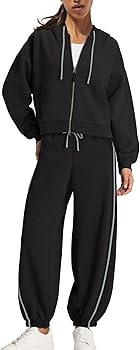 Panadila Womens Sweatsuits 2 Piece Set Zip Up Hoodie and Barrel Sweatpants Piping Sweatshirt Trac... | Amazon (US)