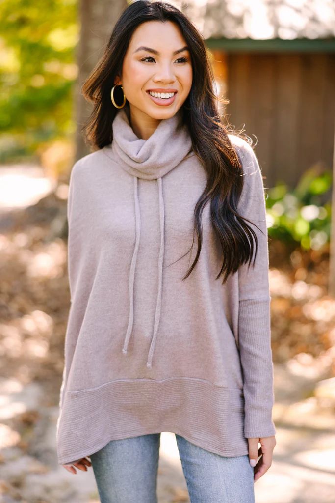 Realized Fun Mushroom Brown Turtleneck Tunic | The Mint Julep Boutique