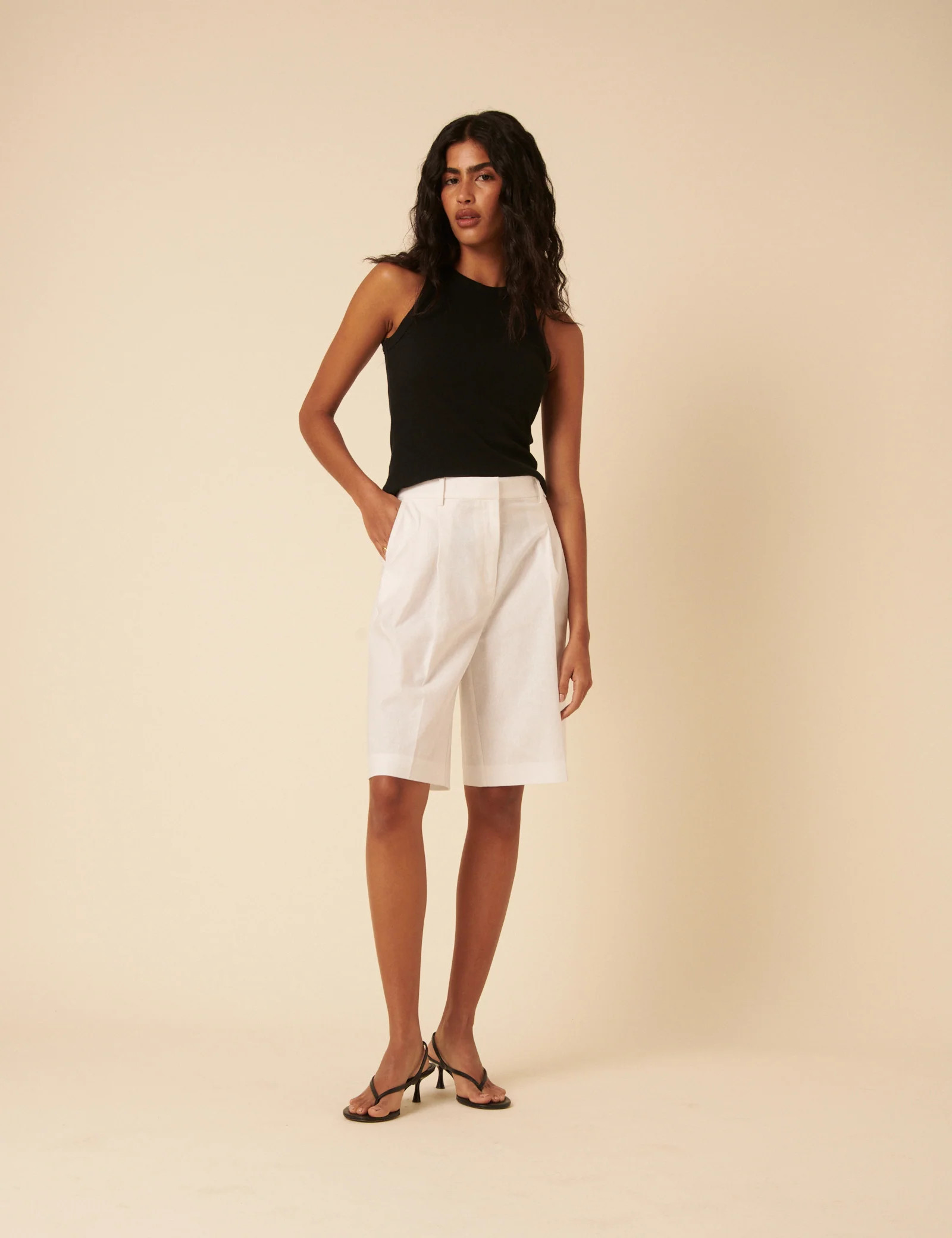 White Linen-blend Bermuda Shorts | Nobody's Child