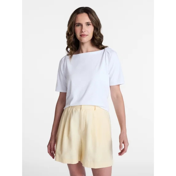 Time and Tru Women's Envelope Tee with Short Sleeves, Sizes XS-XXXL | Walmart (US)