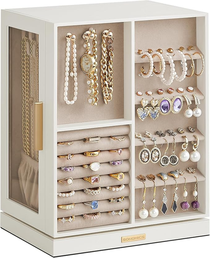 SONGMICS Jewelry Box 360° Rotating, Jewelry Storage Case with 5 Drawers, Cloud White UJBC170W01 | Amazon (CA)