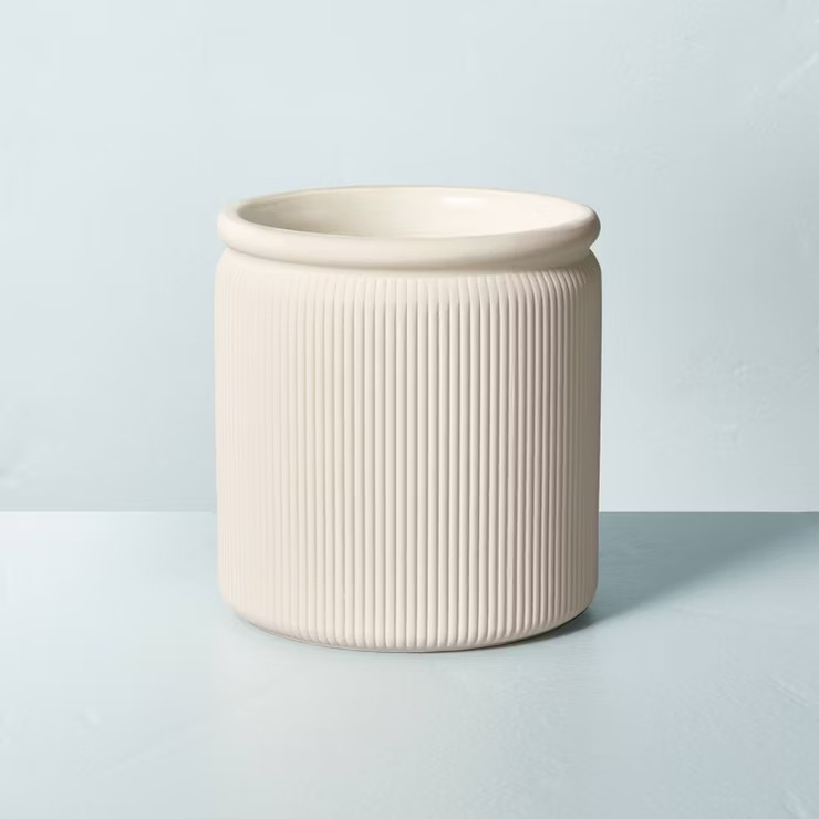 Ribbed Ceramic Oak & Lavender Jar Candle Cream 14oz - Hearth & Hand™ with Magnolia | Target
