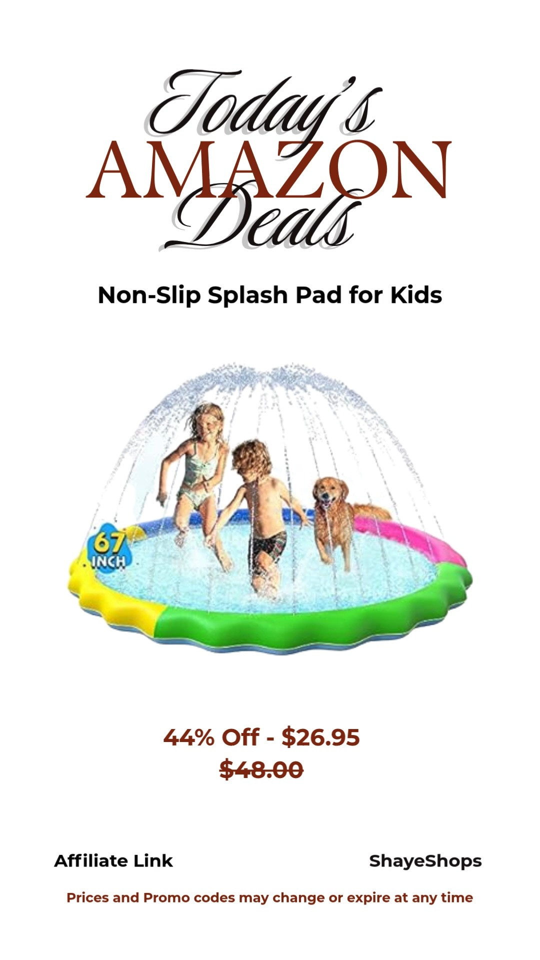 Non-Slip Splash Pad for Kids and Dog, Thick Sprinkler Pool Summer Outdoor Water Toys - Fun Backyard Fountain Play Mat for Baby Girls Boys Children or Pet Dog (67 inch) 

 #LTKmomlife #LTKSwim #LTKKids