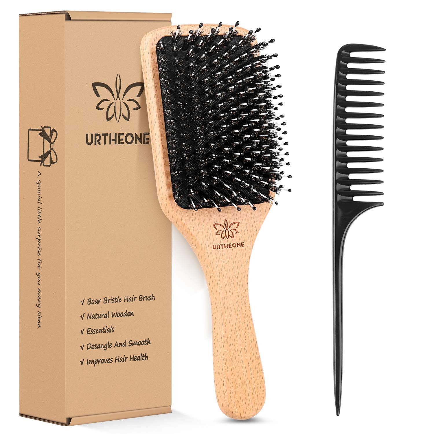 Hair Brush Boar Bristle Hairbrush for Thick Curly Thin Long Short Wet or Dry Hair Adds Shine and ... | Amazon (US)