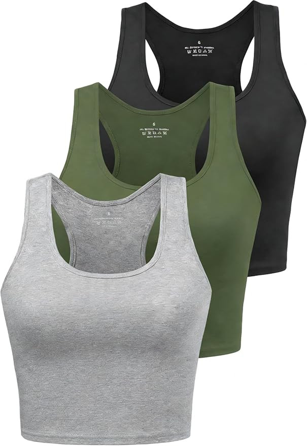 Porvike Sports Crop Tank Tops for Women Cropped Workout Tops Racerback Running Yoga Tanks Cotton ... | Amazon (US)