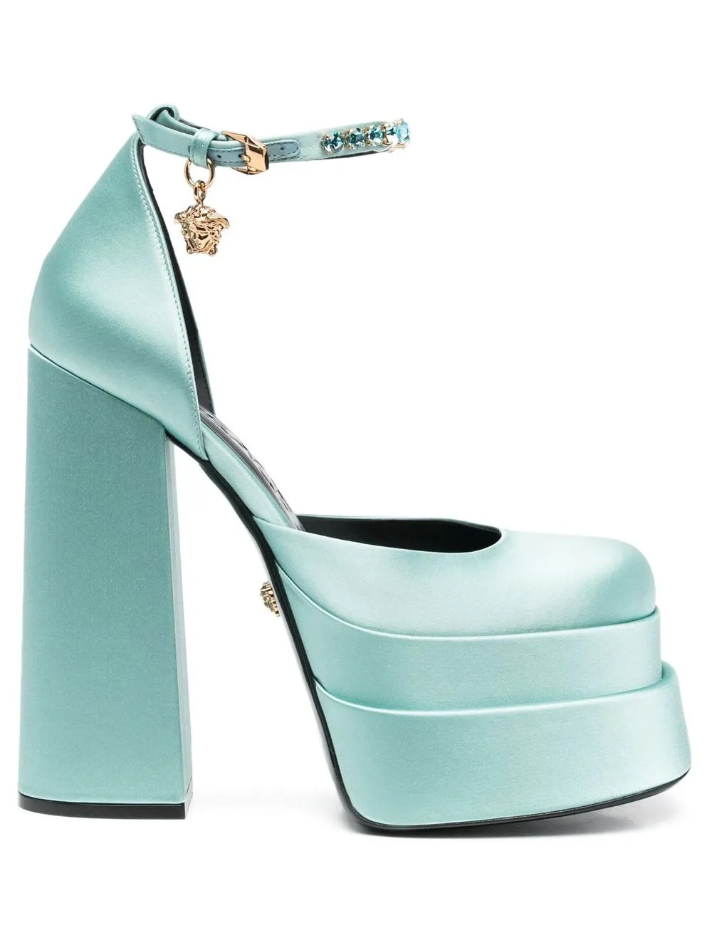 satin-finish block-heel sandals | Farfetch Global