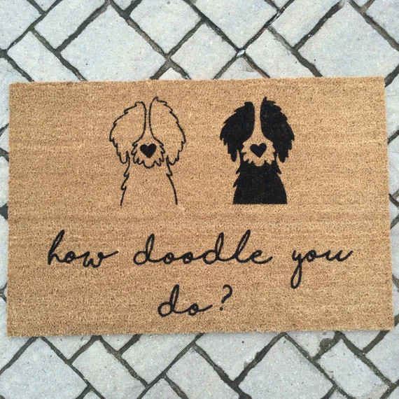 HOW DOODLE You DO? (multi doodle)//Door Mat/Goldendoodle/Labradoodle/Dog Gift/Dog Decor/Hand Painted | Etsy (US)