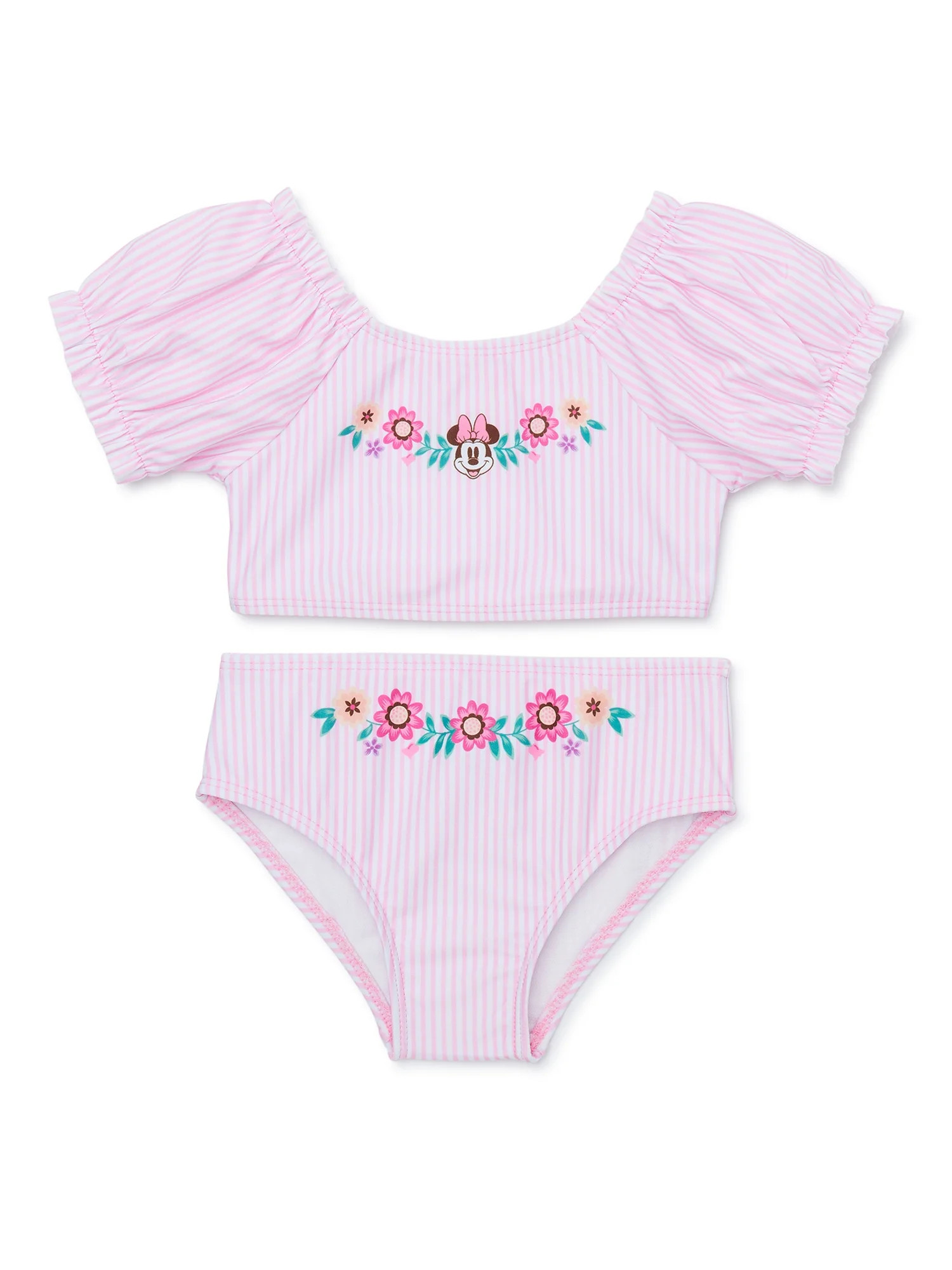 Toddler Girl Character Puff-Sleeve Two-Piece Swimsuit, Sizes 12M-5T | Walmart (US)