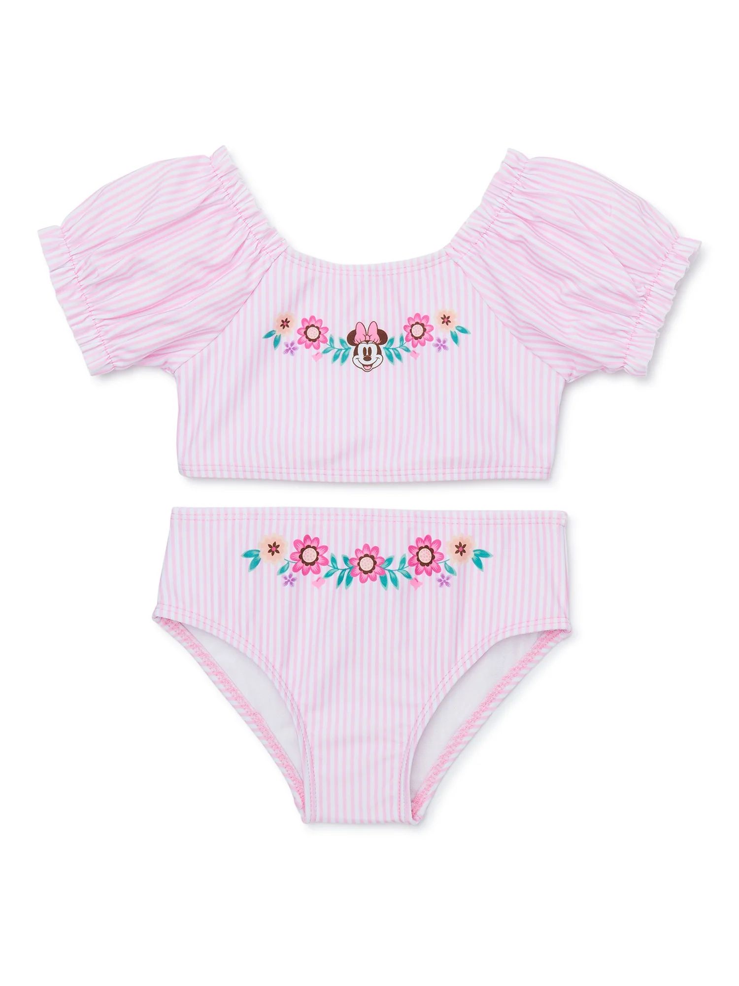 Toddler Girl Character Puff-Sleeve Two-Piece Swimsuit, Sizes 12M-5T - Walmart.com | Walmart (US)