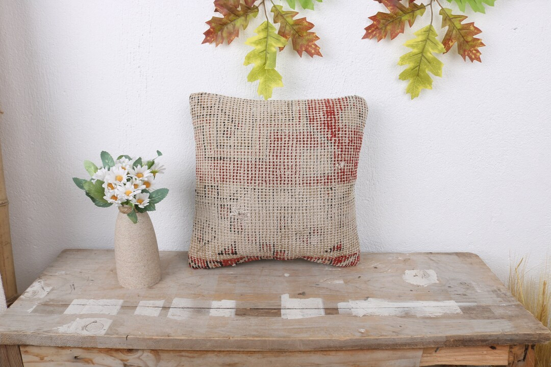 Vintage Kilim Throw Pillow, Vintage Kilim Pillow, 12x12 Boho Pillow, Vintage Pillow, Red Pillow C... | Etsy (US)