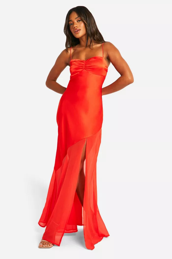Satin And Chiffon Mix Maxi Dress | Boohoo.com (UK & IE)