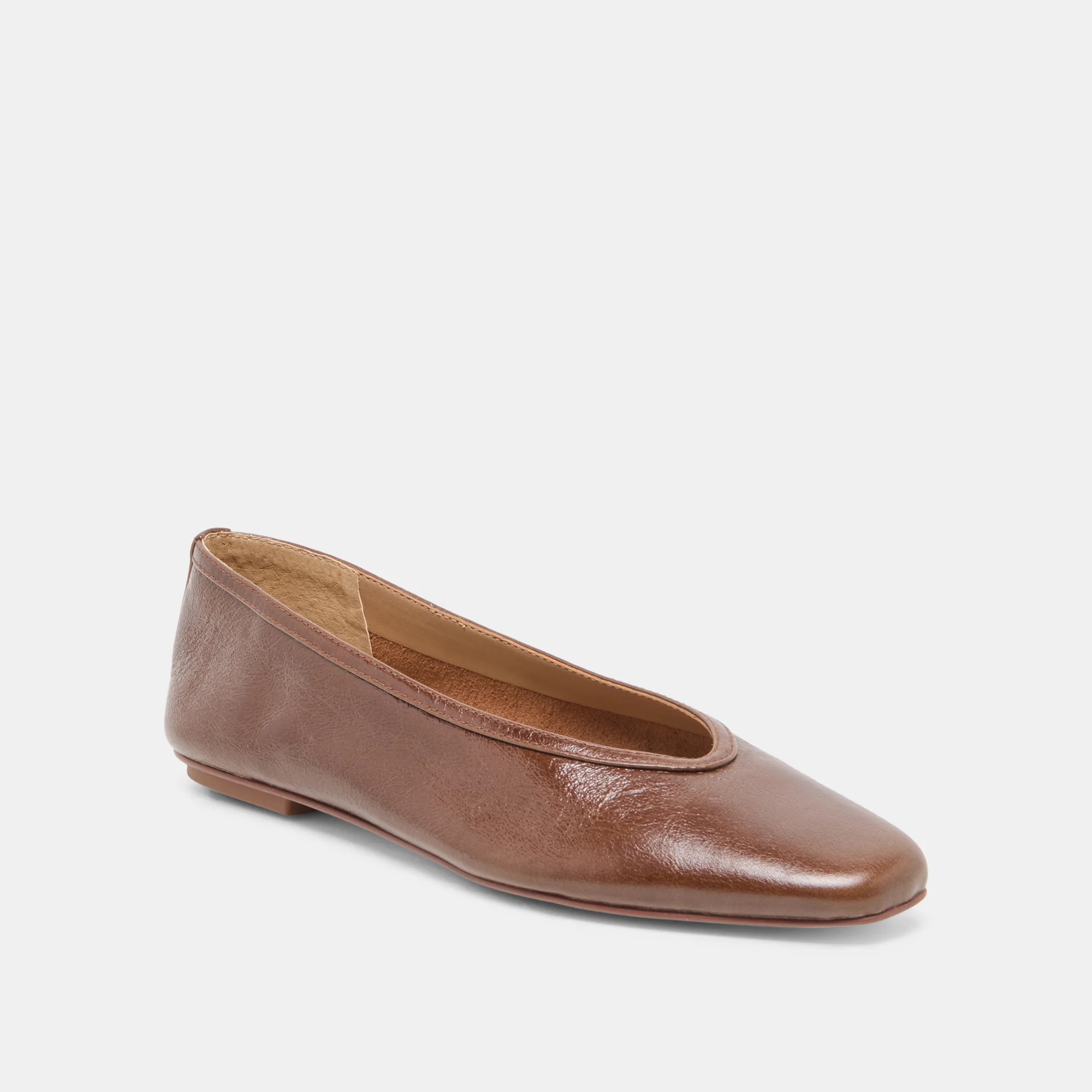 CARET Russet Leather Pointed-Toe Ballet Flats | Dolce Vita | DolceVita.com