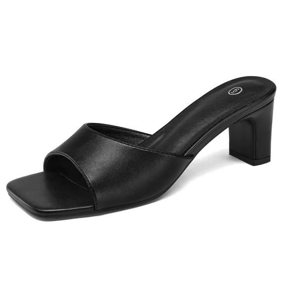 Bocca Women's Block Heel Square Toe Sandals Black Backless Slip On Mules 8M | Walmart (US)