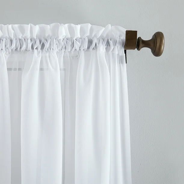 Mainstays Marjorie Sheer Voile Curtain, Single Panel, 59"w x 84"l, White | Walmart (US)