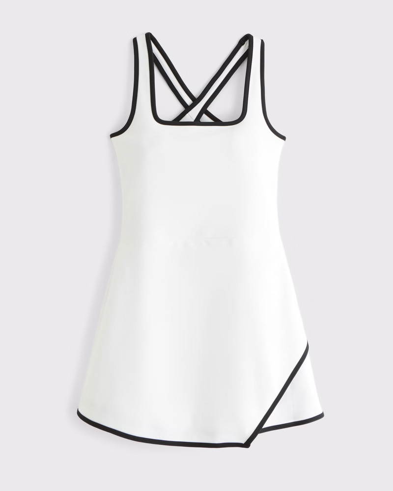 Abercrombie & Fitch Women's YPB sculptLUX Cross-Back Mini Dress in White And Black - Size XXS | Abercrombie & Fitch (US)