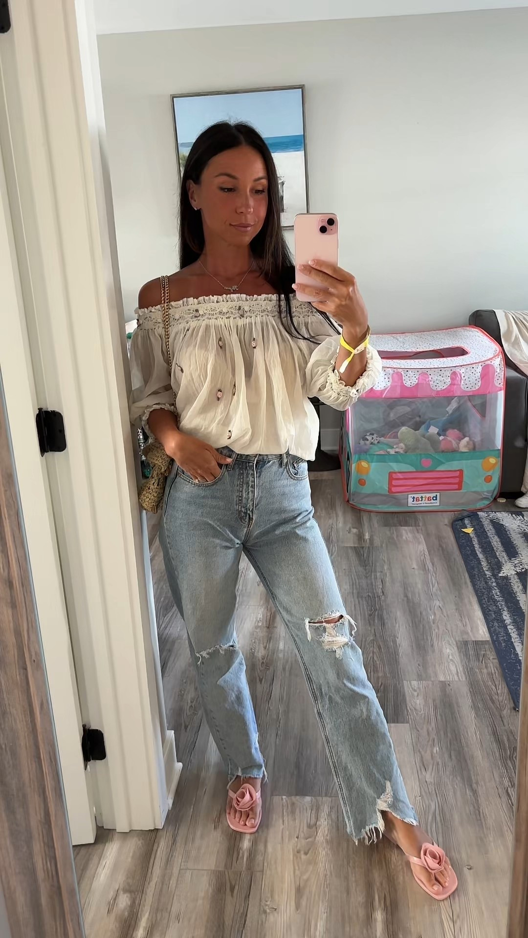 Dinner Date —casual, cute, and not overstated or overly “trendy” #looksthatlast #vacationoutfit #dinnerdaye #datenightq — top amd jeans are thrifted. Top is anthropology and the jeans are urban

#LTKParties #LTKOver40 #LTKStyleTip