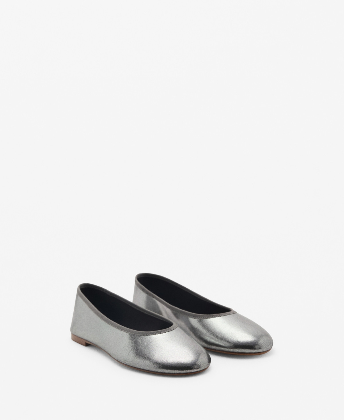 Mango Women's Metallic Ballet Flats - Dark Silver | Macy's
