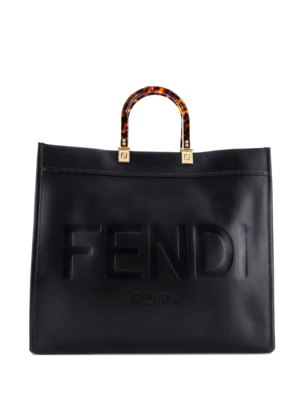 Fendi Pre-Owned Sunshine Shopper Leather Large tote bag - Black | Farfetch Global