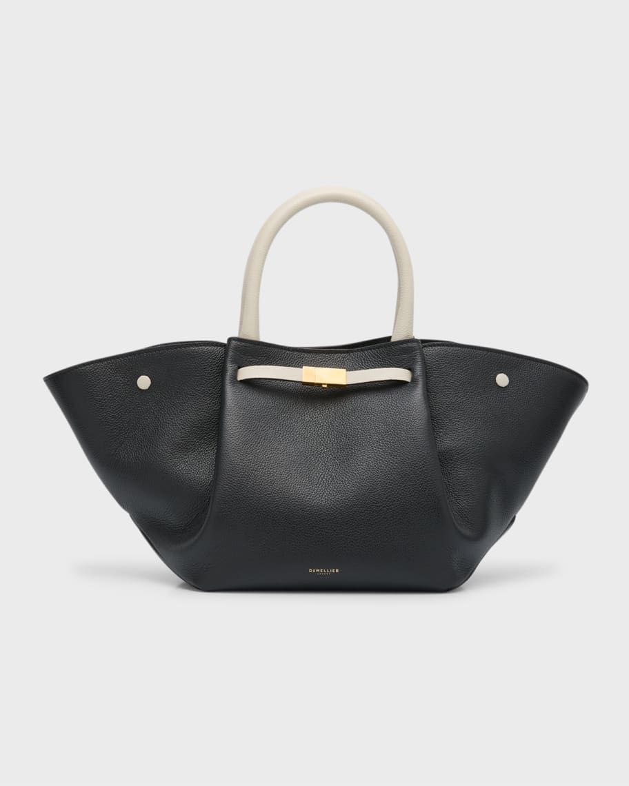 Midi New York Buckle Leather Tote Bag | Neiman Marcus