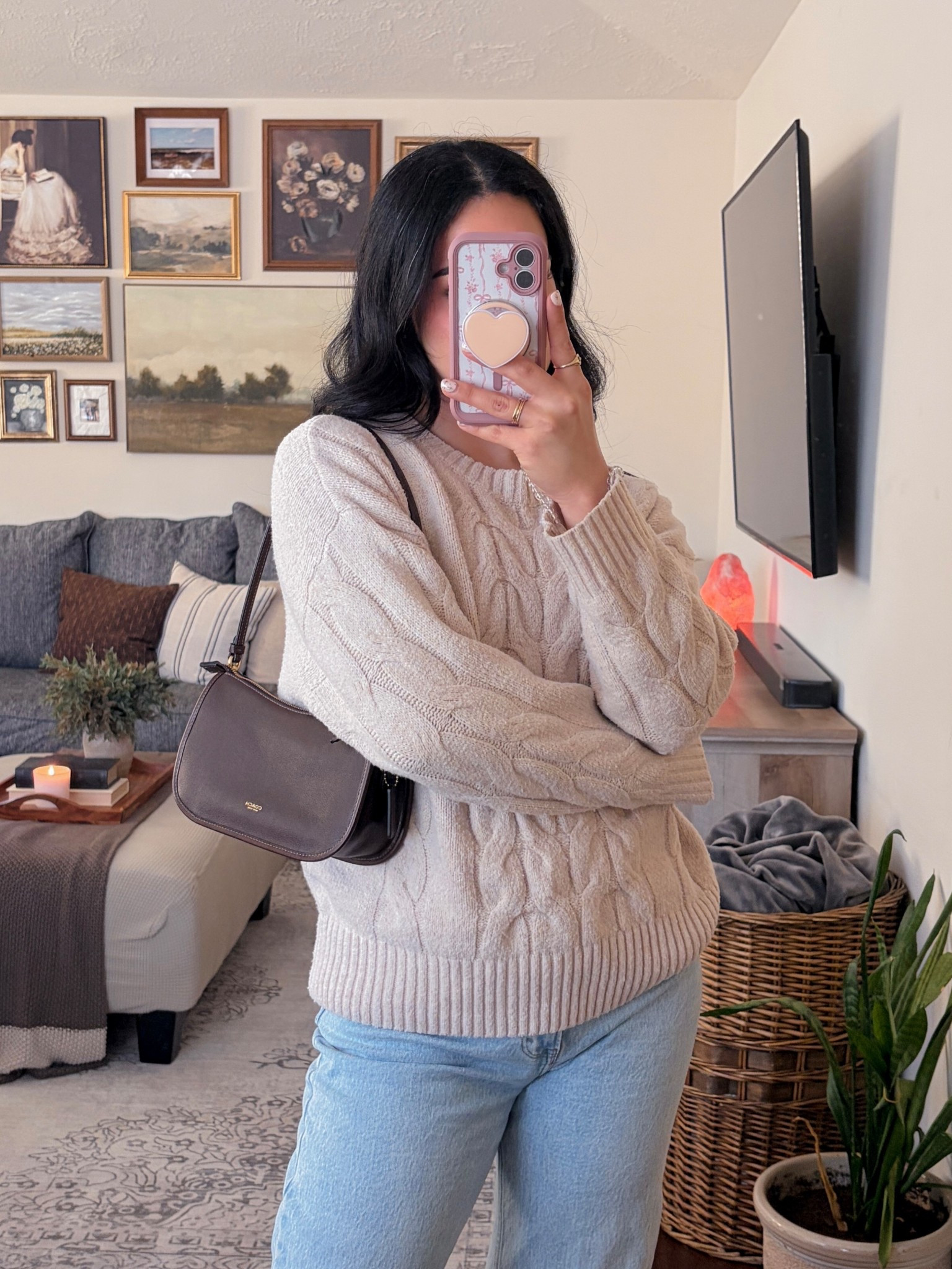 outfit of the day inspo 💖 casual chic outfit, neutral outfit ideas, everyday chic outfit, jeans and sweater outfit, cozy knit sweater outfit, knit top outfit, elevated casual style, minimalist outfit inspo, effortless chic outfit, timeless everyday outfit, jeans outfit women, beige sweater styling, knit sweater style, brown shoulder bag outfit, coach bag outfit, classic wardrobe staples, neutral color outfit, polished casual look, simple outfit styling, coach shoulder bag outfit, coach bag styling, designer shoulder bag look, chic everyday bag, structured shoulder bag, classic accessories outfit, neutral bag outfit, pinterest inspired outfit, clean girl aesthetic, parisian casual style, understated elegance outfit, modern minimalist fashion, chic neutral aesthetic, effortless style vibes   

 #LTKValentine #LTKdayinmylife #LTKgrwm