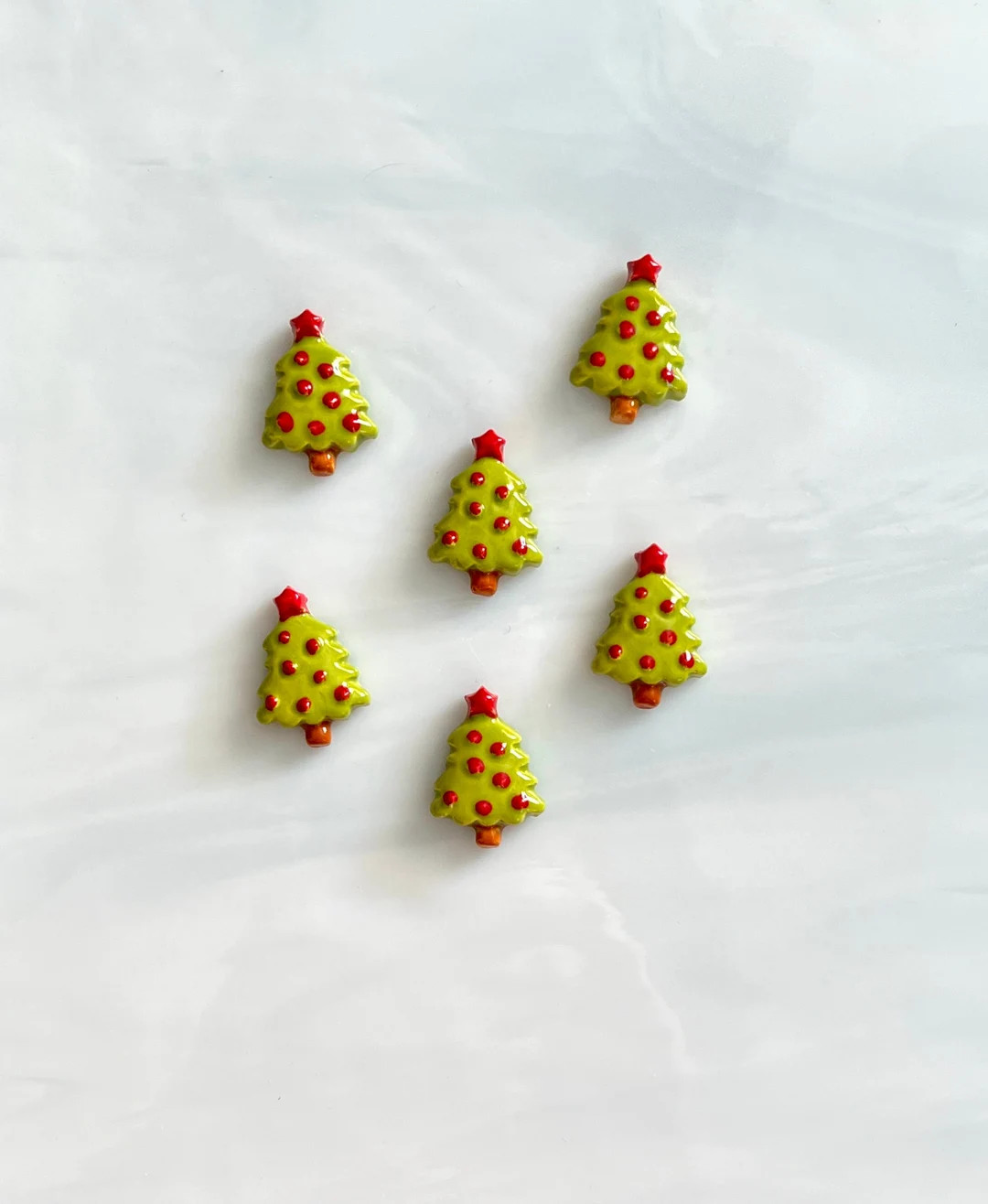 Ceramic Christmas Tree Tiles 6pcs Holiday Theme Red Star - Etsy | Etsy (US)