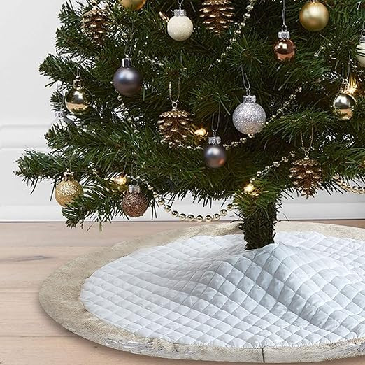 Lalent Christmas Tree Skirt - 48 inches Large White Quilted Luxury Tree Skirt, Tree Holiday Decor... | Amazon (US)