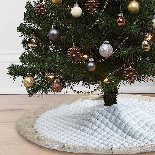 Lalent Christmas Tree Skirt - 48 inches Large White Quilted Luxury Tree Skirt, Tree Holiday Decor... | Amazon (US)