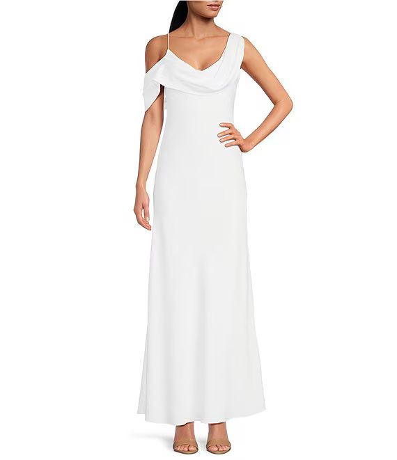 Maeve Satin Asymmetrical Neck A-Line Dress | Dillard's