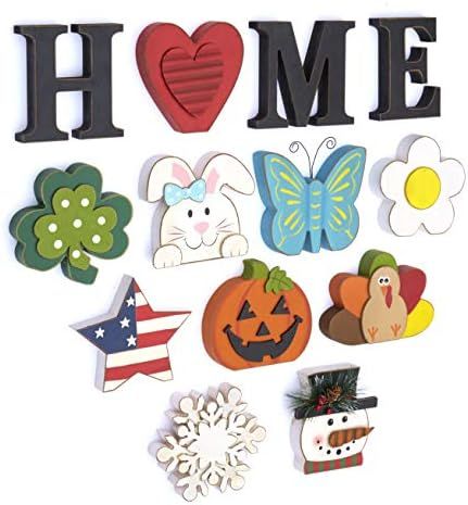 The Lakeside Collection Wooden Decorative Home Signs with Letters, Pumpkin, Turkey, Snowflake - 1... | Amazon (US)
