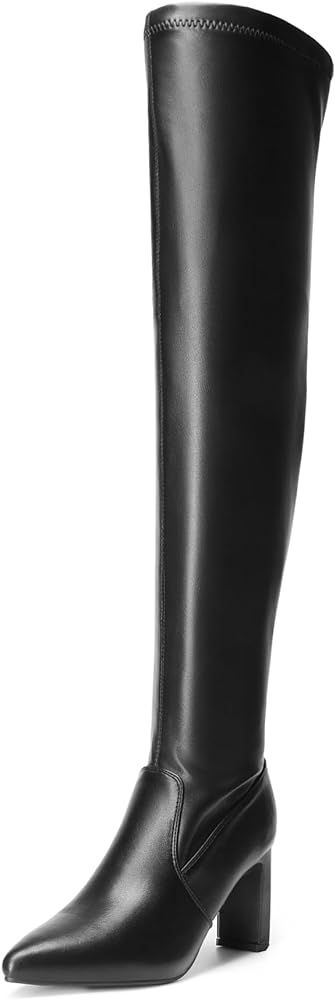 DREAM PAIRS Women's Over The Knee Stretch Thigh High Boots Chunky High Heels Pointed Toe Long Fal... | Amazon (US)