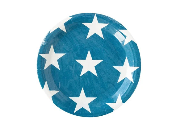 Navy Blue and White Star Paper Plates 8ct, Vintage Americana Plates, Patriotic Party Plates, Memo... | Etsy (US)