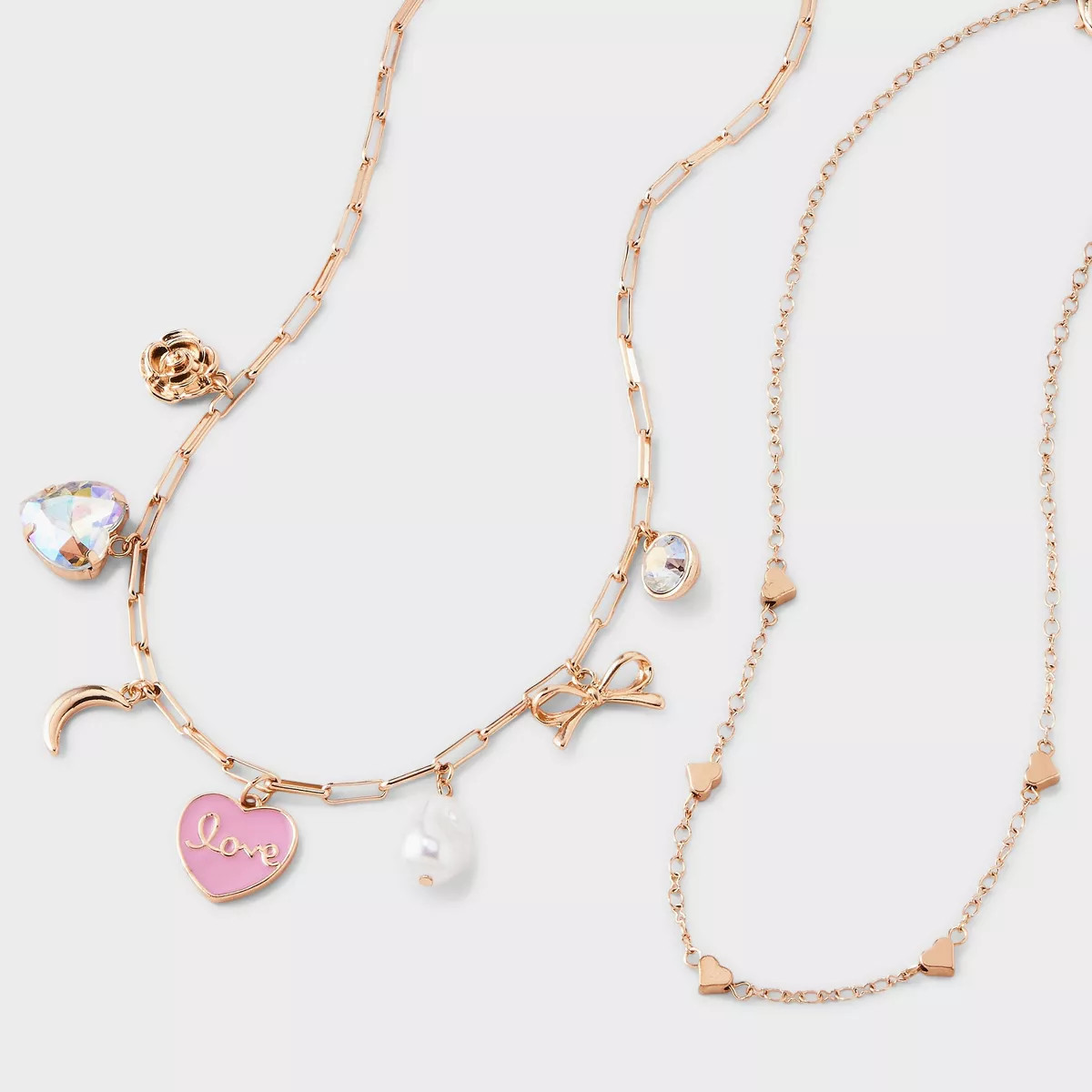 Girls' 2pk Charm Necklace Set - art class™ | Target