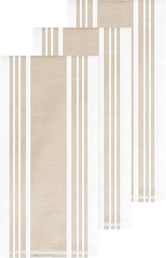 Dish Towels Dual Purpose Reversible, 100% Absorbent Cotton, Kitchen Towels Set of 3 Striped, 17" ... | Amazon (US)