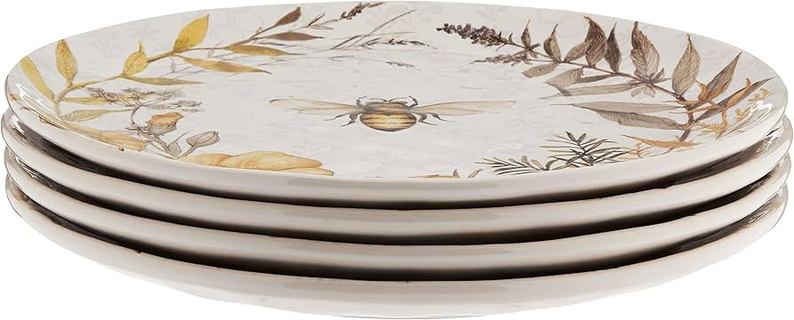 Certified International Bee Sweet 10.75" Ceramic Dinner Plates, Set of 4, Floral Bee Design, Dish... | Amazon (US)