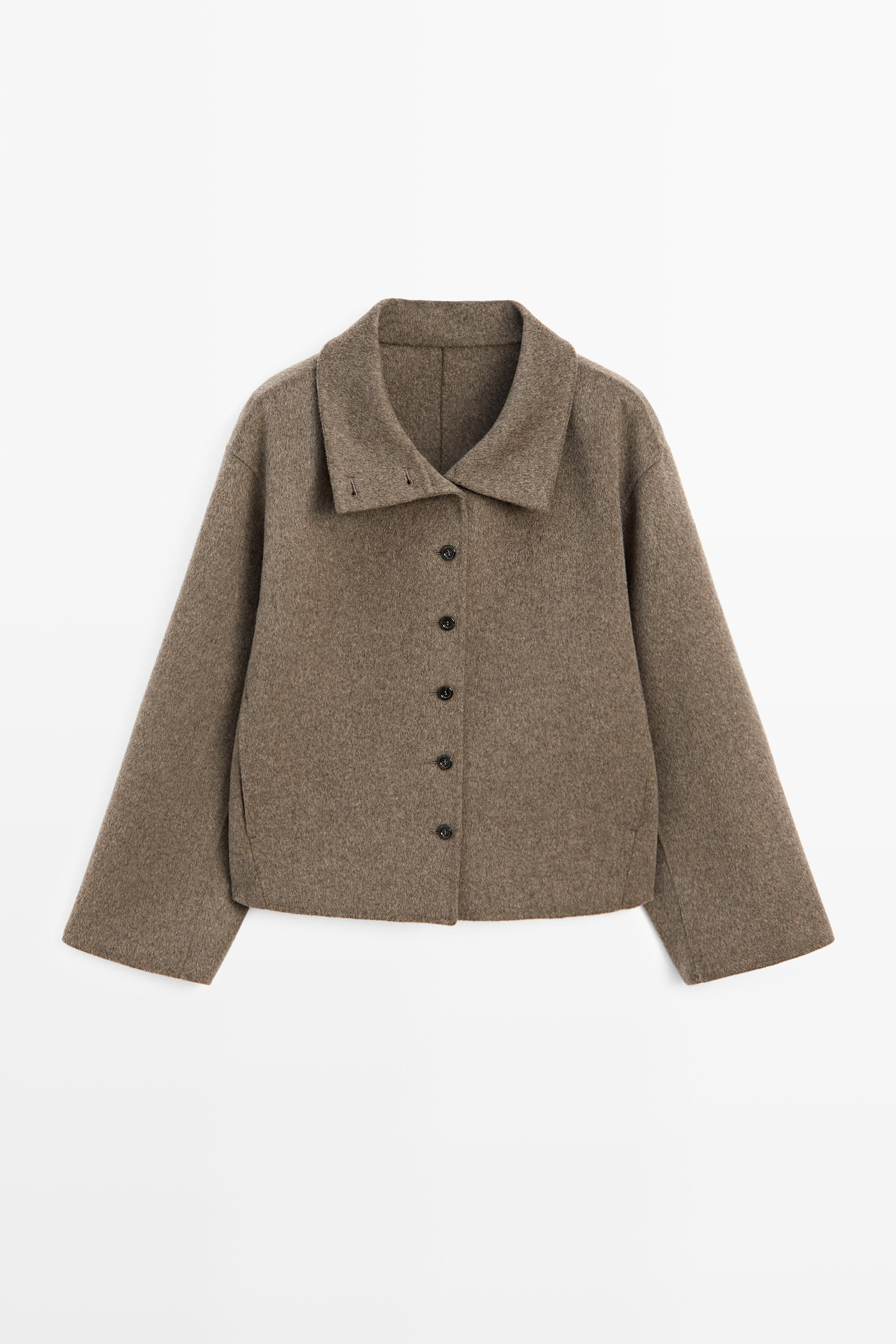 Wool blend stand collar jacket | Massimo Dutti UK