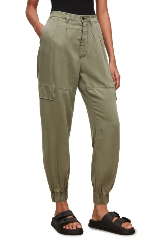 AllSaints Lira Crop Jogger Trousers in Khaki Green at Nordstrom, Size 8 Us | Nordstrom