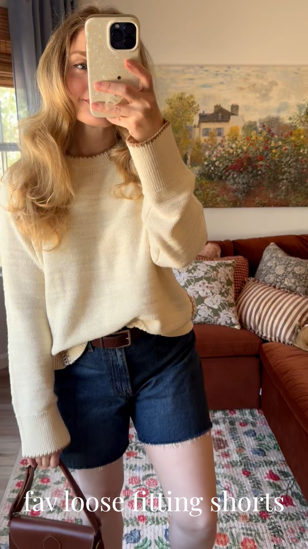 the best shorts! they are comfy, flattering and the length is perfect! i have thicker thighs for my height (5’2) and it’s so hard to find shorts that don’t feel too tight and/or ride up. these are perfect!

i sized up 1 for a looser fit (wearing a 27)

sweater is a medium, i am usually a small but i like an oversized sweater fit. probably could have just stuck with a small, since this sweater runs pretty relaxed

#LTKSeasonal #LTKSaleAlert #LTKootd