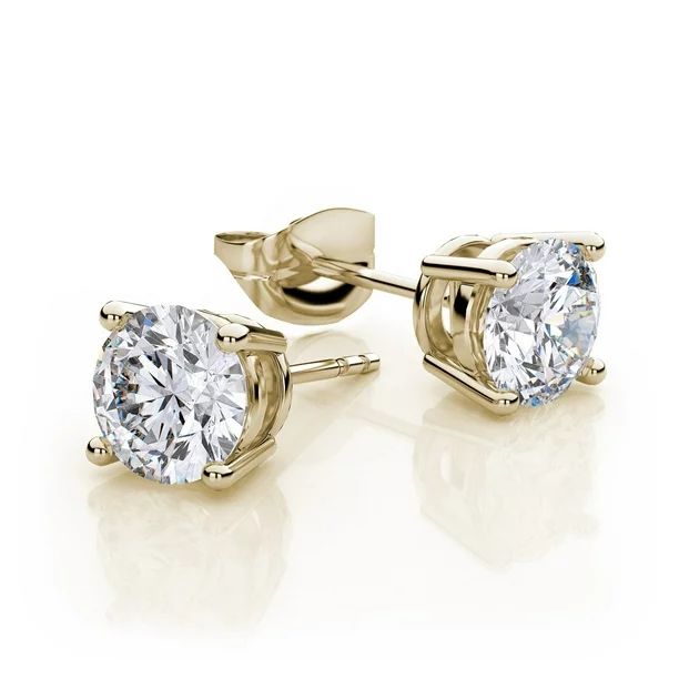 10k Yellow Gold Created White Sapphire 4 Carat Round Stud Earrings Plated | Walmart (US)