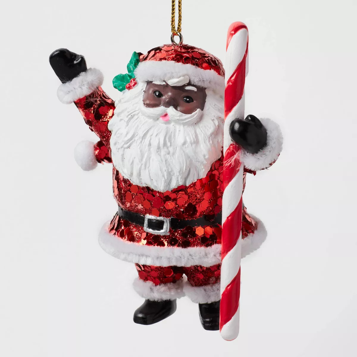 Glittered Santa with Candy Cane Christmas Tree Ornament - Wondershop™: Festive Decoration, Indo... | Target