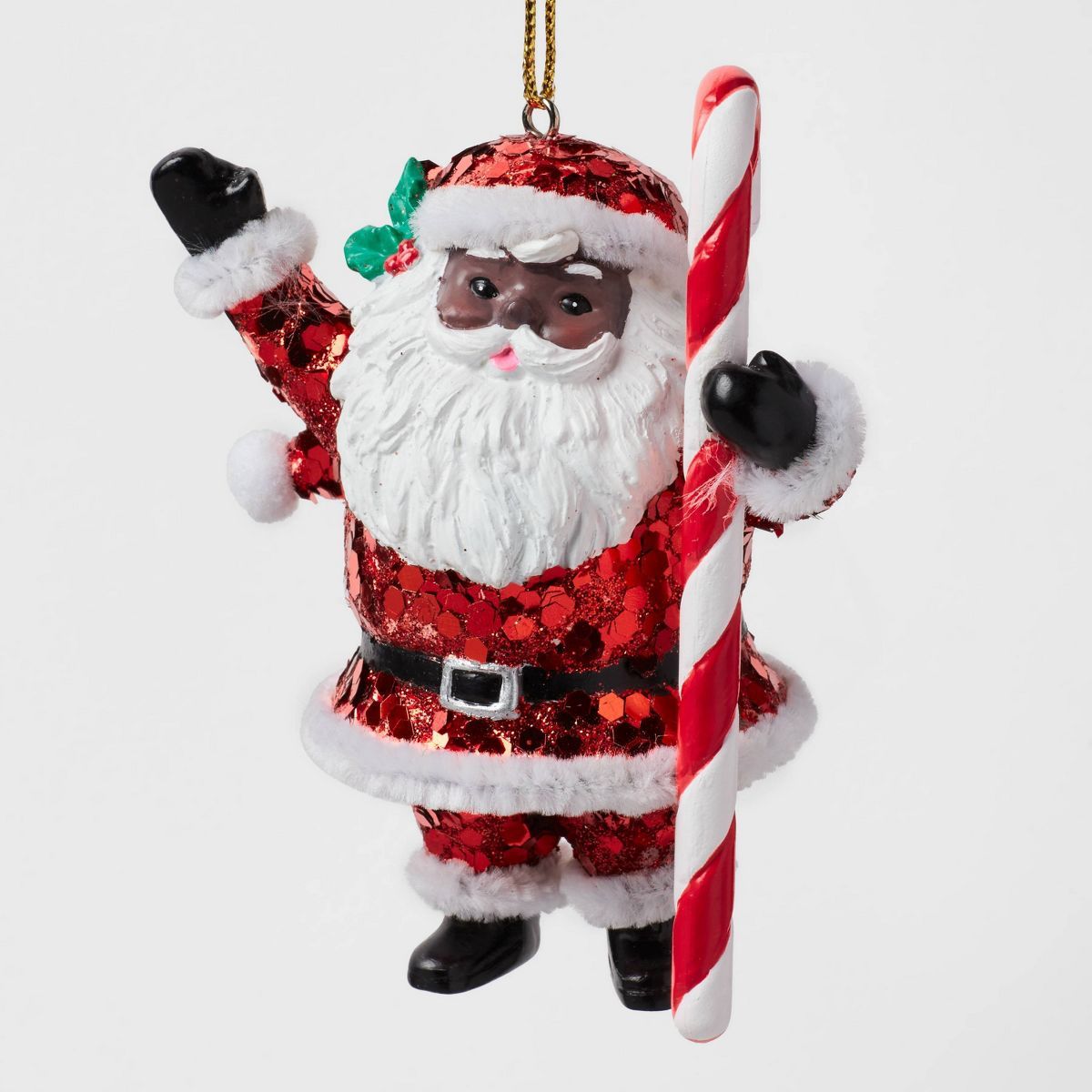 Glittered Santa with Candy Cane Christmas Tree Ornament - Wondershop™ | Target