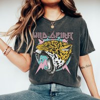 Wild Spirit Shirt, Comfort Colors Oversized T-Shirt, Leopard Boho Women's Graphic Tees, Rock & Roll Tee | Etsy (US)