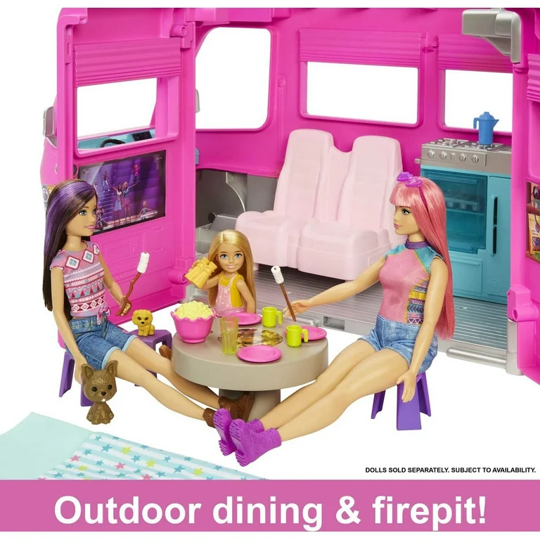 Barbie DreamCamper Vehicle Playset with 60 Accessories Including Pool and 30-inch Slide | Walmart (US)