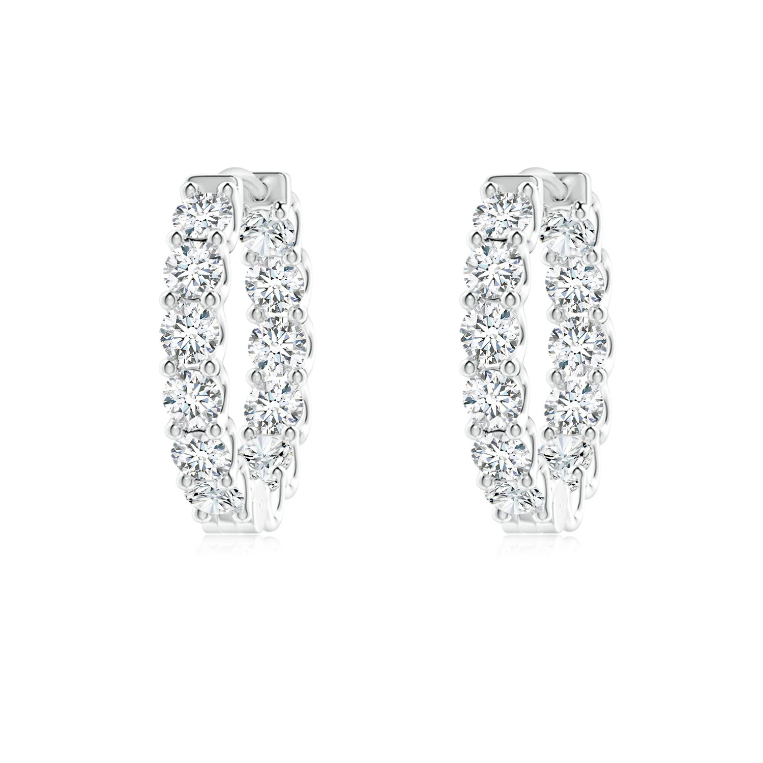 Lab-Grown Prong-Set Diamond Inside Out Hoop Earrings | Angara | Angara US