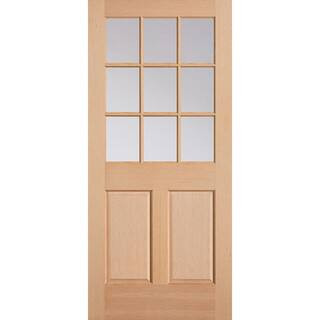 36 in. x 80 in. 9 Lite 2-Panel Unfinished Fir Wood Front Exterior Door Slab | The Home Depot
