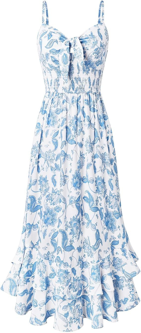 GRACE KARIN Womens Maxi Floral Sundresses Summer Beach Boho Dress Spaghetti Strap Dresses Casual ... | Amazon (US)