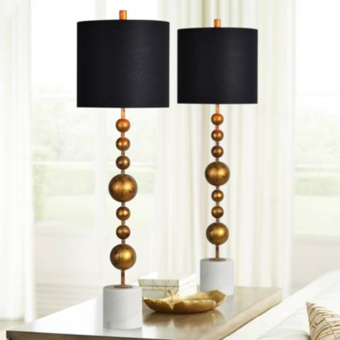 Forty West Meredith 41" Distressed Gold Ball Buffet Lamps Set of 2 | Lamps Plus
