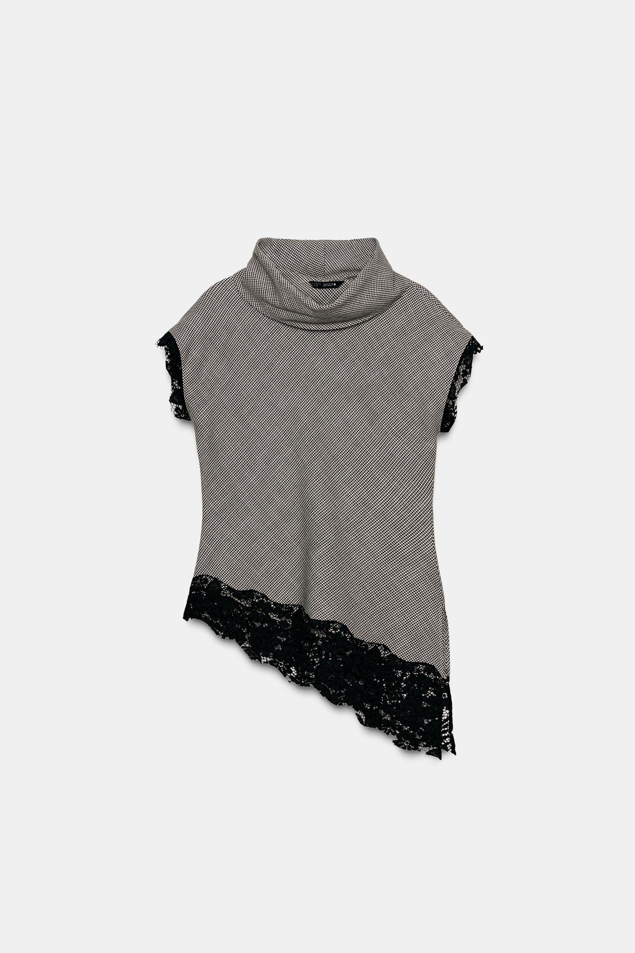 HOUNDSTOOTH LACE TOP | Zara US