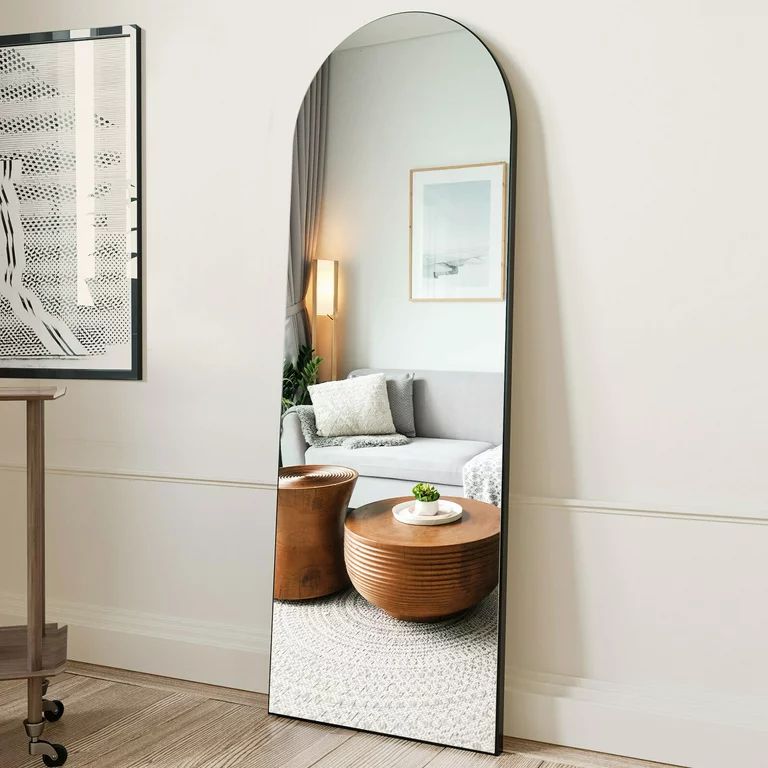 BEAUTYPEAK Arched Full Length Floor Mirror 64"x21.1" Full Body Standing Mirror,Black | Walmart (US)