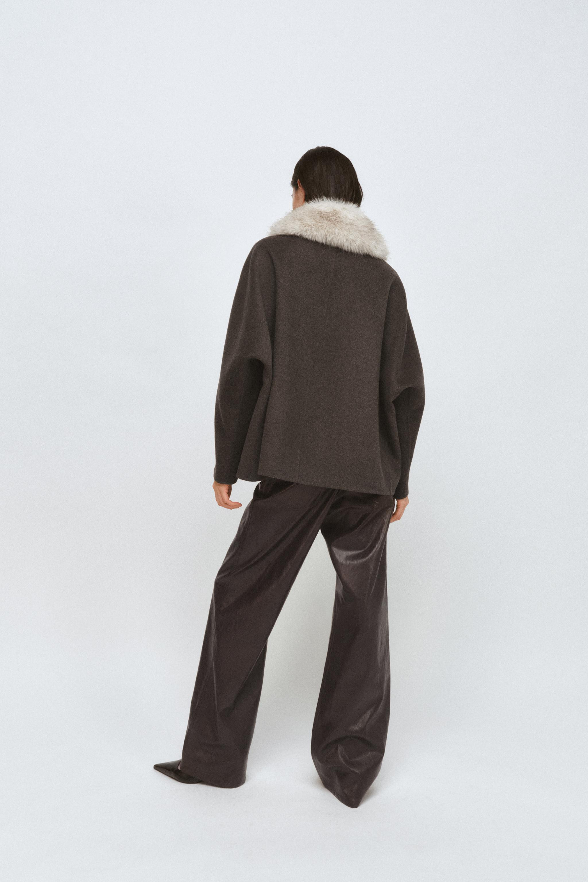 COAT WITH FAUX FUR COLLAR ZW COLLECTION | Zara UK